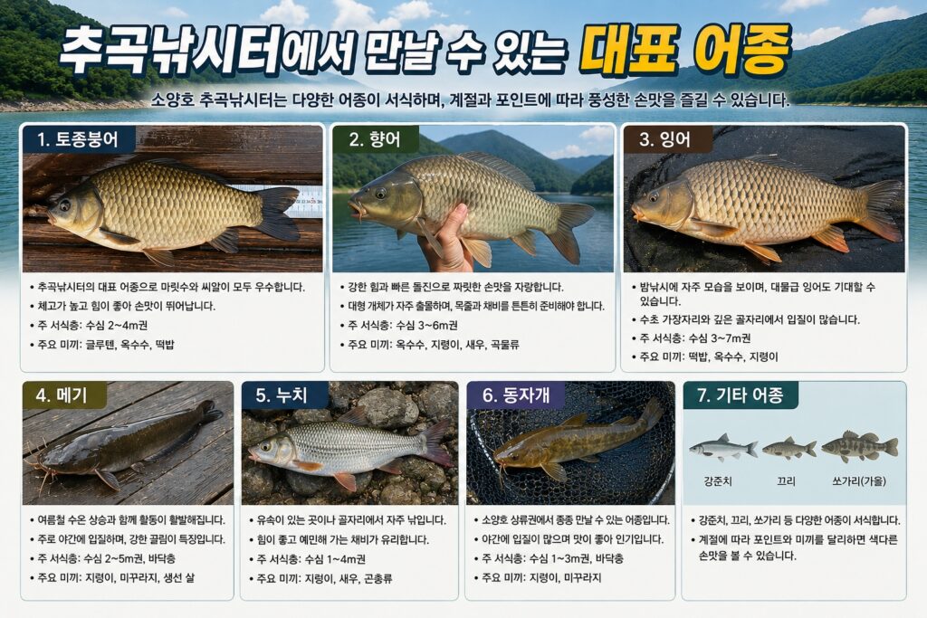 추곡낚시터에서 만날 수 있는 대표 어종