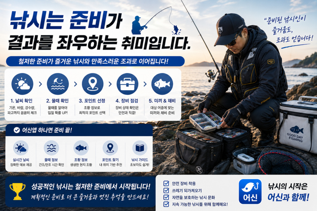 낚시는 준비가 결과를 좌우하는 취미입니다.