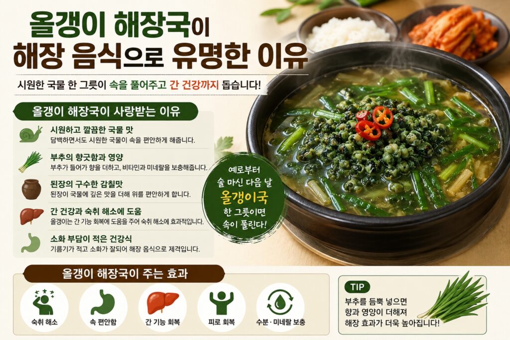올갱이 해장국이 해장 음식으로 유명한 이유