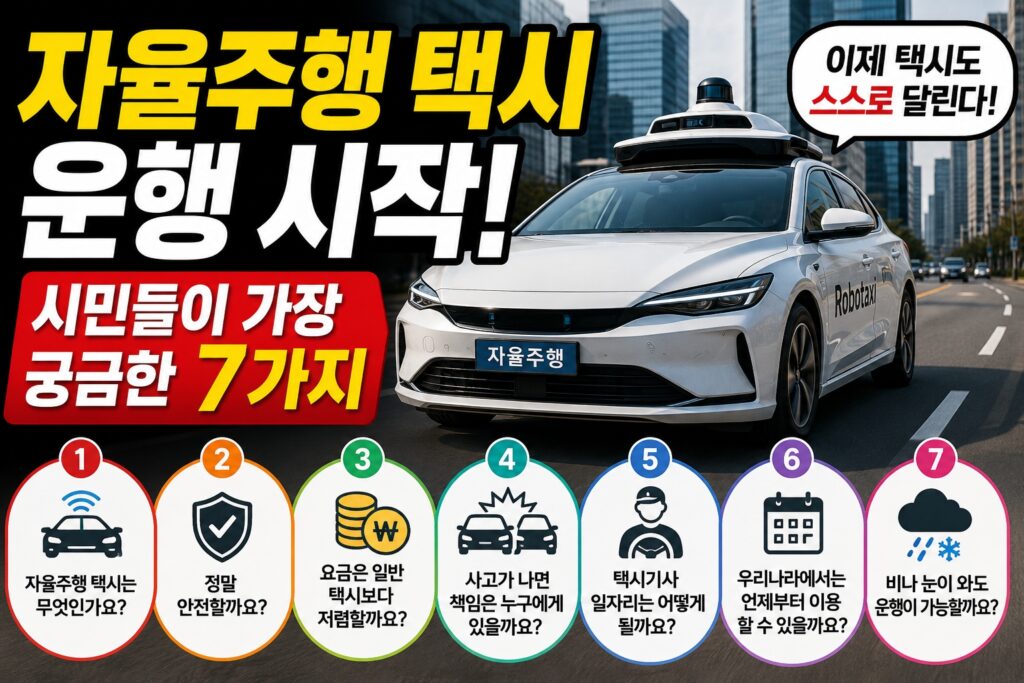 자율주행 택시 운행 시작, 시민들이 가장 궁금한 7가지를 소개하는 자율주행 자동차 이미지