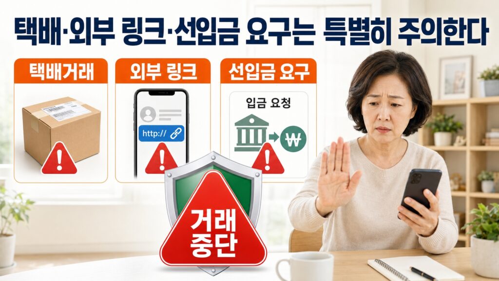택배·외부 링크·선입금 요구는
