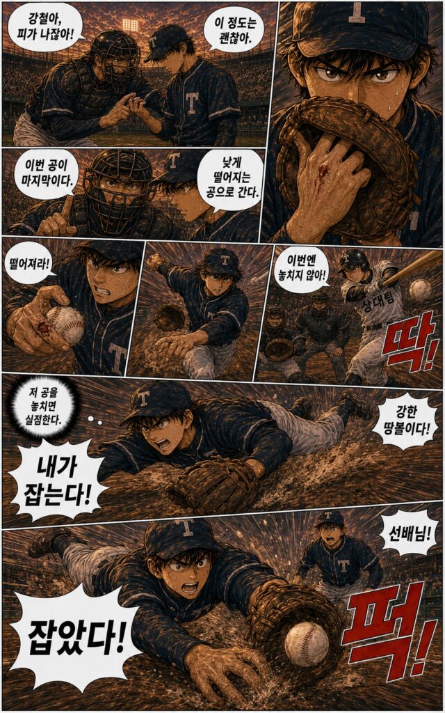 강한 땅볼이다