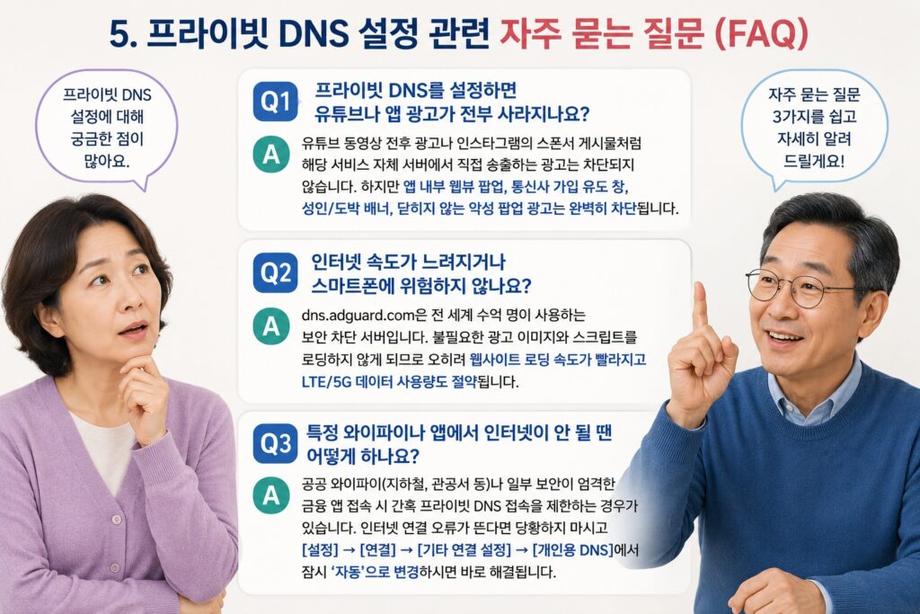 프라이빗 DNS 설정 관련 자주 묻는 질문