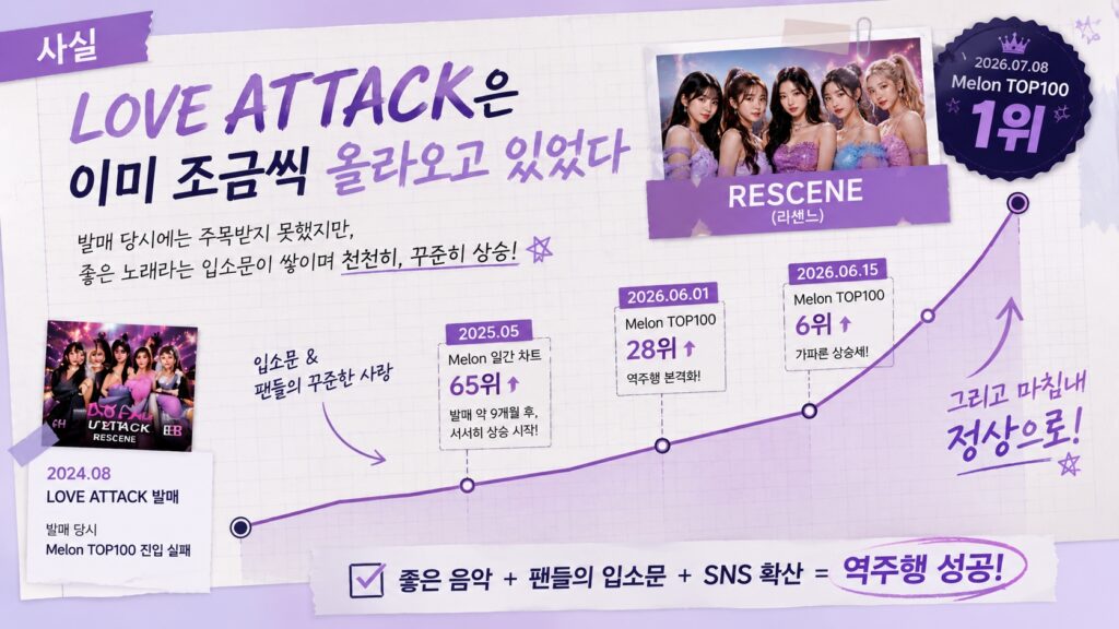 LOVE ATTACK은 이미 조금씩 올라오고 있었다