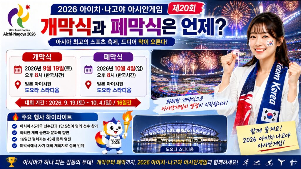개막식과 폐막식은 언제?