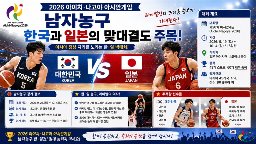 남자농구 한국과 일본의 맞대결도 주목