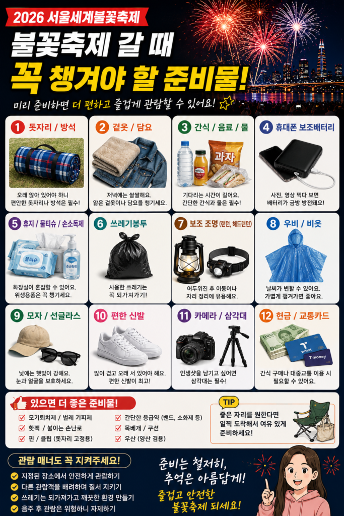 불꽃축제 갈 때 꼭 챙겨야 할 준비물