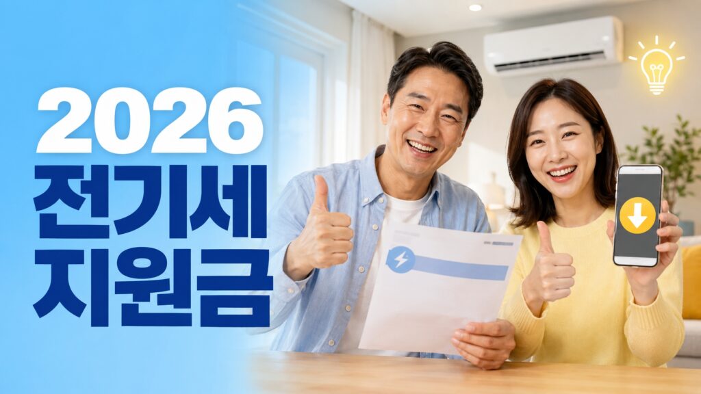 2026 전기세 지원금 혜택을 확인하고 기뻐하는 30대·40대 가정