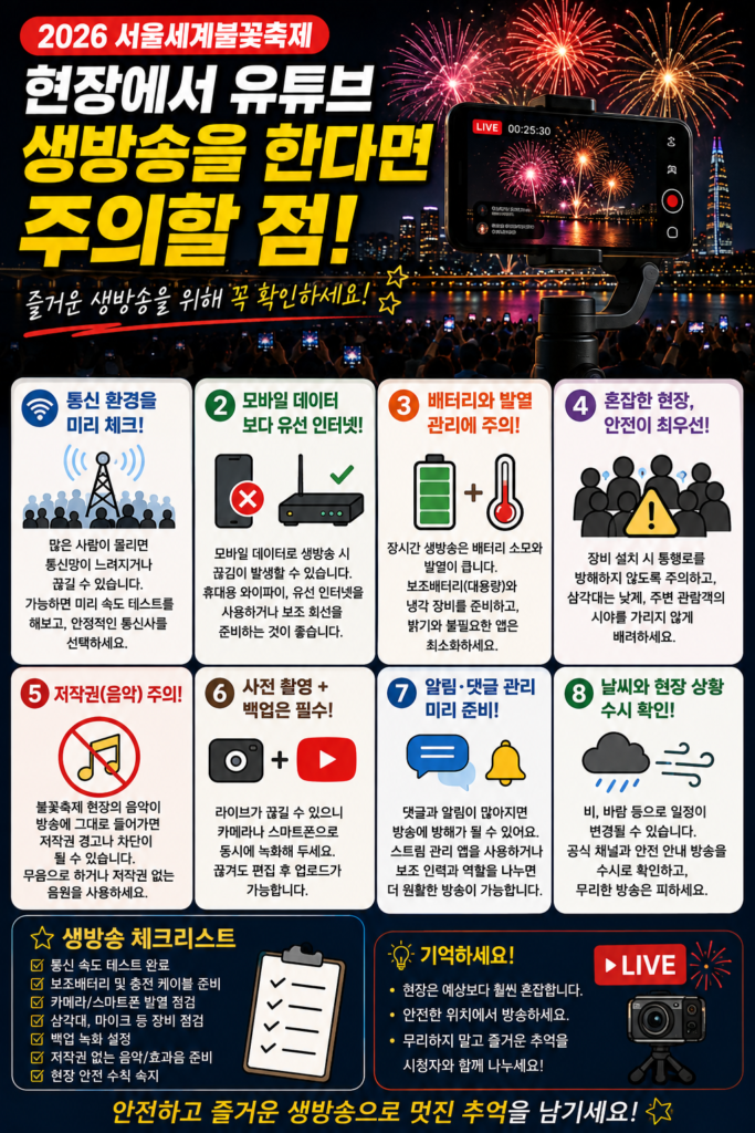 현장에서 유튜브 생방송을 한다면 주의할 점