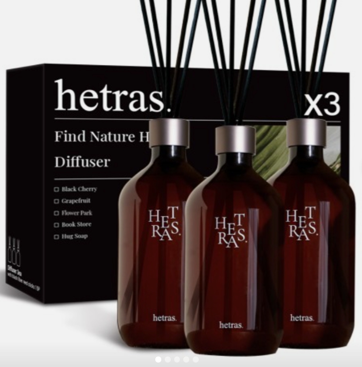헤트라스 프리미엄 대용량 디퓨저 500mlx3개 선물세트 실내방향제 인테리어 호텔우드